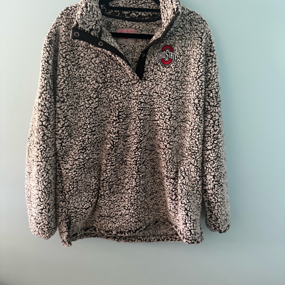 Ohio State Sherpa Fleece Pullover - Black and White